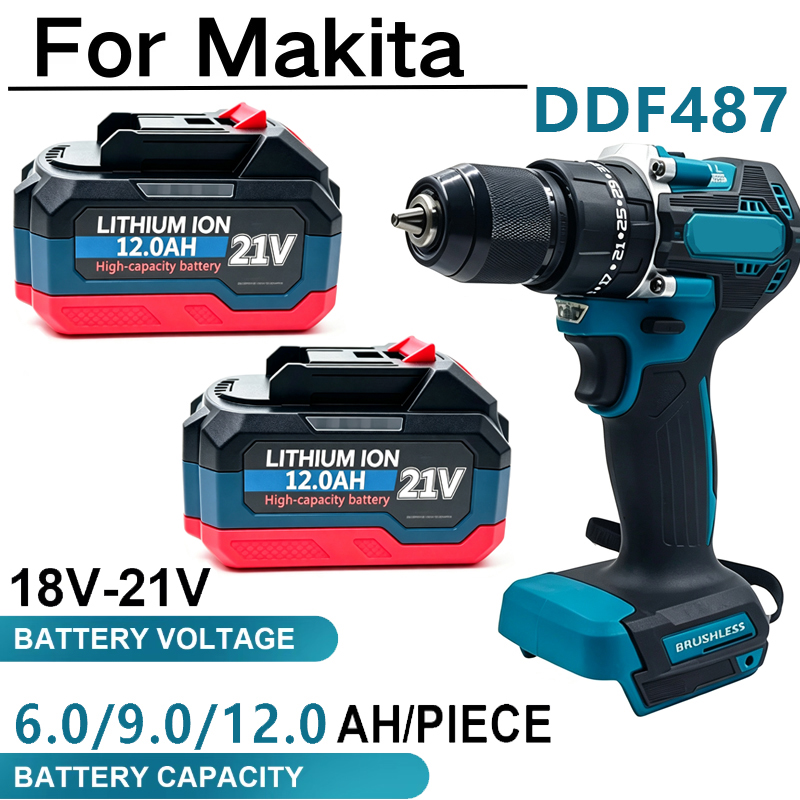 Makita Drill Ddf484 - 18-21V Battery 12.0Ah Rechargeable Battery For